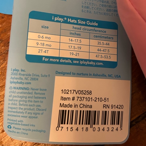 The i Play Breathable Flap Sun Protection Hat in Pink - 0-6 months - Picture 9 of 9